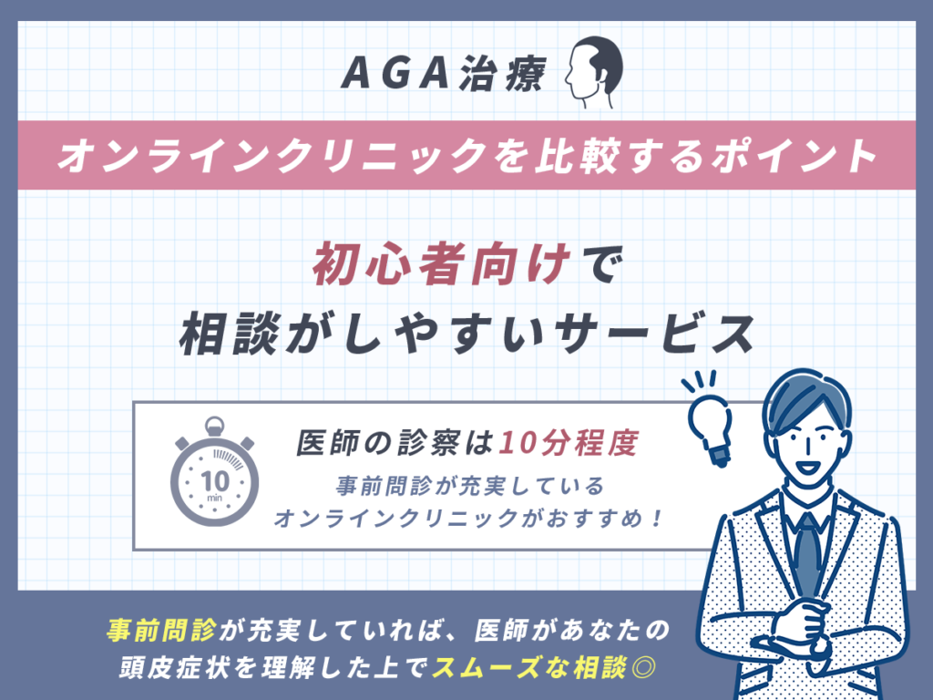 初心者向けでAGA治療の相談がしやすいオンラインクリニック