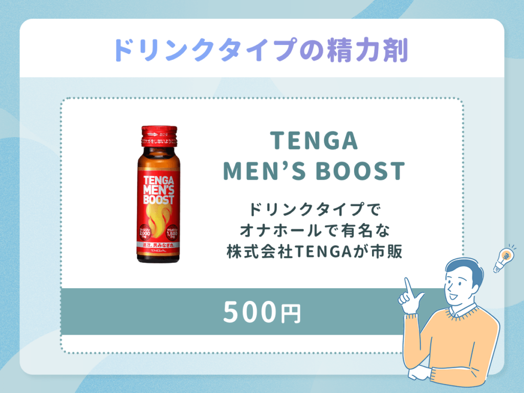 TENGA MEN’S BOOSTはドリンクタイプでオナホールで有名な株式会社TENGAが市販