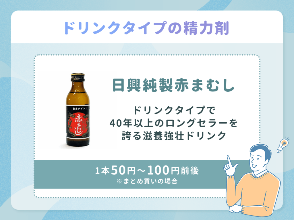 日興純製赤まむしはドリンクタイプで40年以上のロングセラーを誇る滋養強壮ドリンク